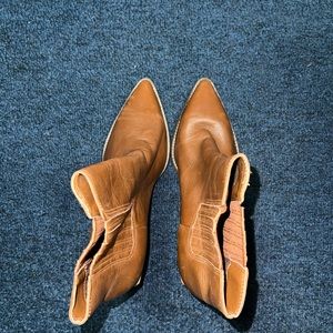 Brown leather booties
